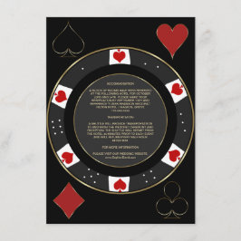 Tarjeta De Recepción Alojamiento de Bodas de Casino Vegas Poker Chip
