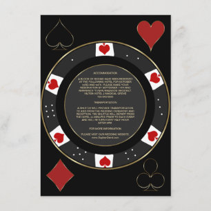 Tarjeta De Recepción Alojamiento de Bodas de Casino Vegas Poker Chip