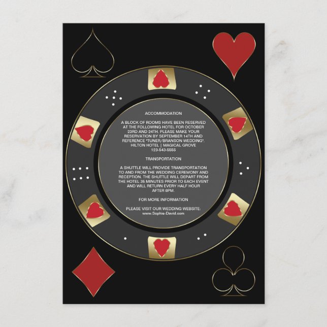 Tarjeta De Recepción Alojamiento de Bodas de crías de Glam Casino Vegas (Anverso)