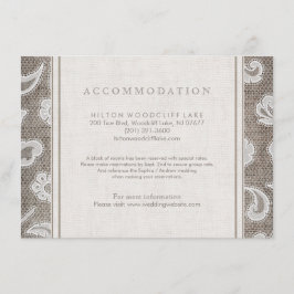 Tarjeta De Recepción Alojamiento de bodas en el campo de los arcos