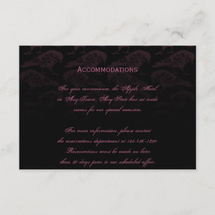 Tarjeta De Recepción Alojamiento de Bodas góticos en Purple Raven