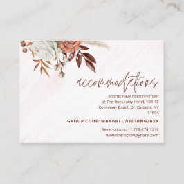 Tarjeta De Recepción Alojamiento de Boho Moda Terracotta Fall Wedding