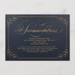 Tarjeta De Recepción Alojamiento de caligrafía elegante en oro de la ma