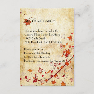 Tarjeta De Recepción Alojamiento de casamiento de casamiento de vintage