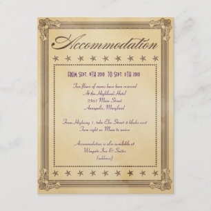 Tarjeta De Recepción Alojamiento de crema y marrón vintage Insertar