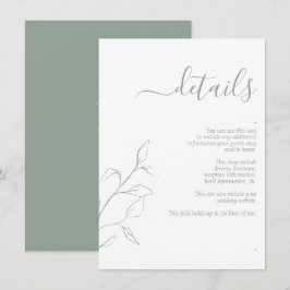 Tarjeta De Recepción Alojamiento de detalles del Boda de escritura verd