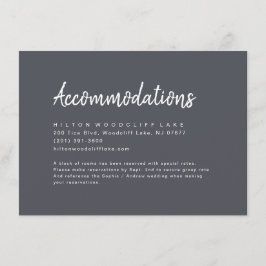 Tarjeta De Recepción Alojamiento de escritura minimalista de carbón veg