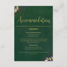 Tarjeta De Recepción Alojamiento de Fin de Semana de Boda de Terciopelo