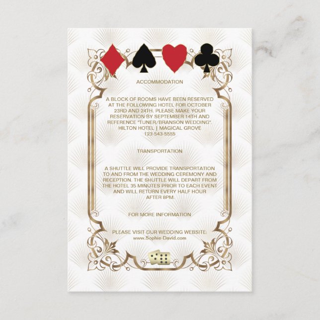 Tarjeta De Recepción Alojamiento de Gatsby Casino Las Vegas Poker (Anverso)