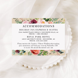 Tarjeta De Recepción Alojamiento de Hotel de Boda Floral Rosa Borgoña
