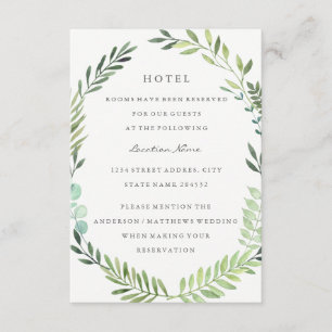 Tarjeta De Recepción Alojamiento de Hotel de Corona de Hoja Verde para