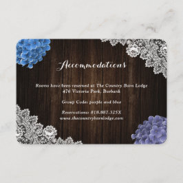 Tarjeta De Recepción Alojamiento de hotel nupcial floral azul morado