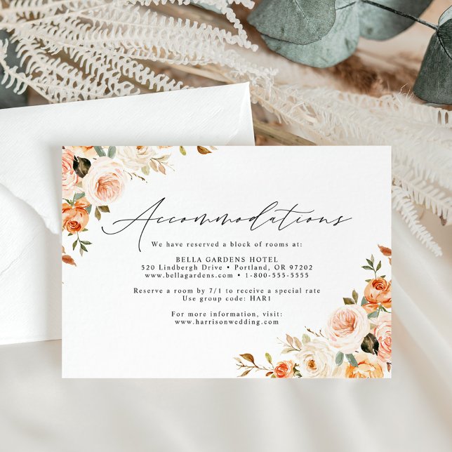 Tarjeta De Recepción Alojamiento de hotel para boda floral de otoño rús (Subido por el creador)