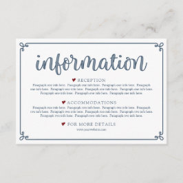 Tarjeta De Recepción Alojamiento de información azul y rojo oscuro
