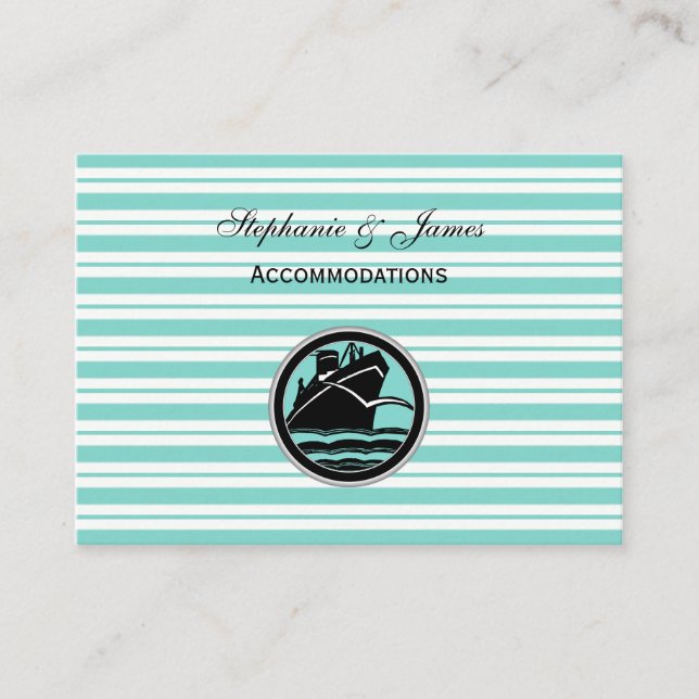 Tarjeta De Recepción Alojamiento De La Banda Blanca Azul #2 (Anverso)