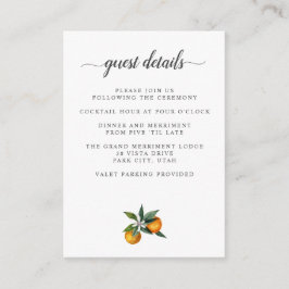 Tarjeta De Recepción Alojamiento de Tangerine Citrus BODA