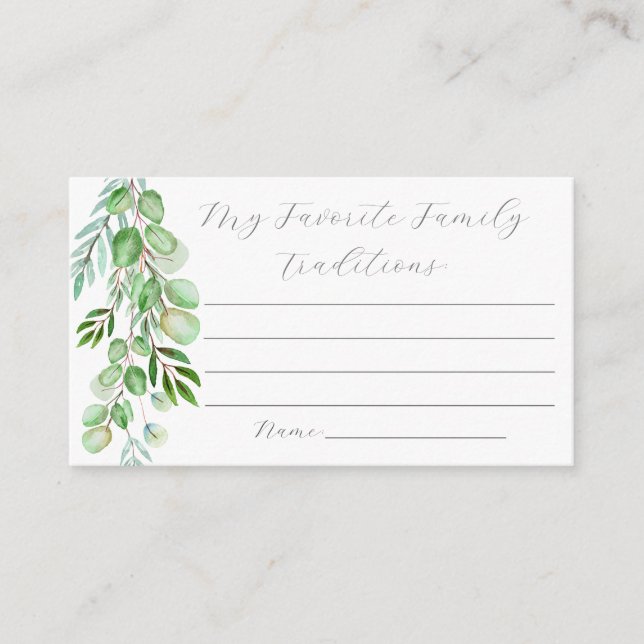 Tarjeta De Recepción Alojamiento de tradiciones familiares de vegetació (Anverso)