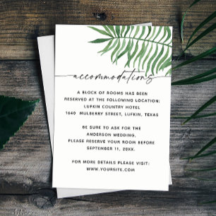 Tarjeta De Recepción Alojamiento/detalles boda de vegetación tropical