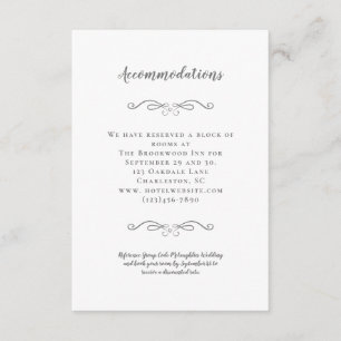 Tarjeta De Recepción Alojamiento Detalles de Boda Elegante Gris Chic