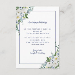 Tarjeta De Recepción Alojamiento Detalles Elegante Moda azul acuarela