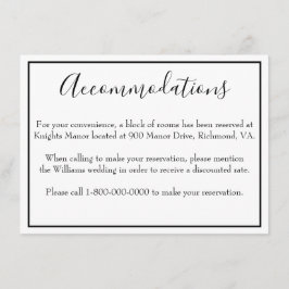 Tarjeta De Recepción Alojamiento elegante