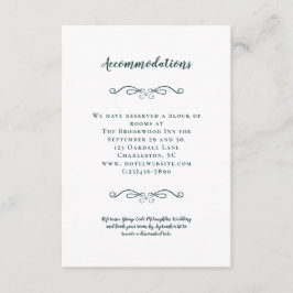 Tarjeta De Recepción Alojamiento Elegante Boda Esmeralda Detalles