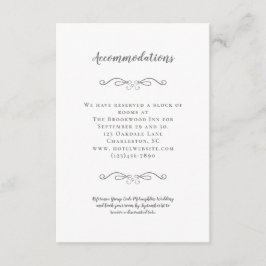 Tarjeta De Recepción Alojamiento Elegante Boda Gris Detalles Moda