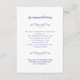 Tarjeta De Recepción Alojamiento Elegante Boda Periwinkle
