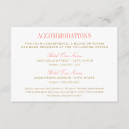 Tarjeta De Recepción Alojamiento elegante de boda Coral y Oro