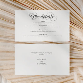 Tarjeta De Recepción Alojamiento elegante de detalles de boda