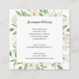 Tarjeta De Recepción Alojamiento elegante en Boda floral blanco y verde