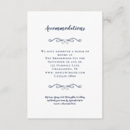 Tarjeta De Recepción Alojamiento Elegante Moda Azul Boda Detalles