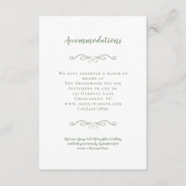 Tarjeta De Recepción Alojamiento Elegante Sage Green Boda Detalles