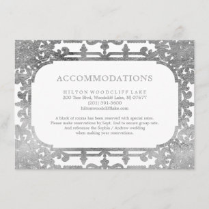 Tarjeta De Recepción Alojamiento elegante y elegante de plata