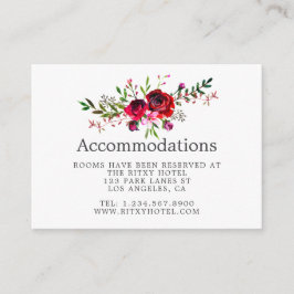 Tarjeta De Recepción Alojamiento en acuarela floral de boda otoño