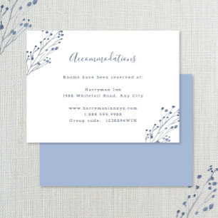 Tarjeta De Recepción Alojamiento en el boda Dusty Blue
