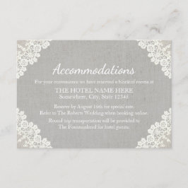 Tarjeta De Recepción Alojamiento en el hotel | Rústico encaje y línea g