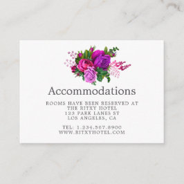Tarjeta De Recepción Alojamiento en Fuchsia y Boda Púrpura