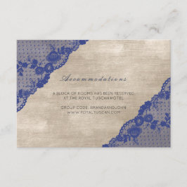 Tarjeta De Recepción Alojamiento en Hotel Boda de Lace Azul de Marina d