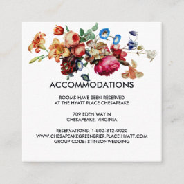 Tarjeta De Recepción Alojamiento en Hotel Boda Floral Vintage oscuro