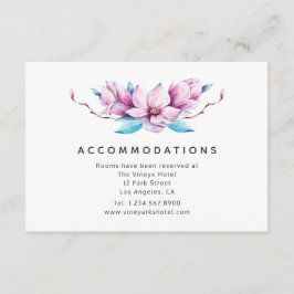 Tarjeta De Recepción Alojamiento en Magnolia Floral Boda