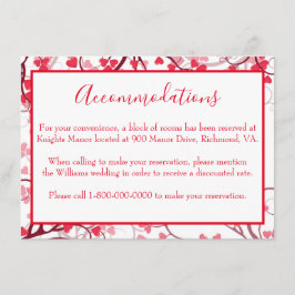 Tarjeta De Recepción Alojamiento Encantador Corazones Rojos