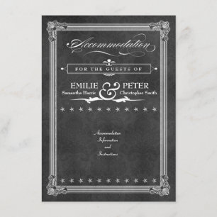 Tarjeta De Recepción Alojamiento estilo Poster Gray Damask Vintage