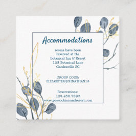 Tarjeta De Recepción Alojamiento Eucalyptus Golden Garden Wedding