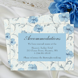 Tarjeta De Recepción Alojamiento Floral Blue Country Garden Wedding