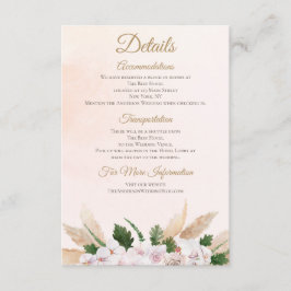 Tarjeta De Recepción Alojamiento floral de color acuático de oro rosa b