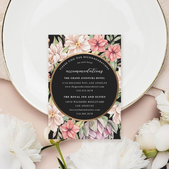 Tarjeta De Recepción Alojamiento Floral en Pastel Island Tropical (Subido por el creador)
