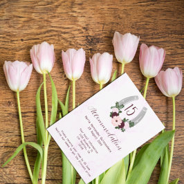 Tarjeta De Recepción Alojamiento Floral Western Horseshoe Quinceanera