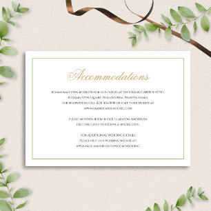 Tarjeta De Recepción Alojamiento formal de Boda en negro y oro