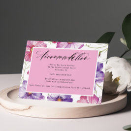 Tarjeta De Recepción Alojamiento manuscrito color rosa púrpura